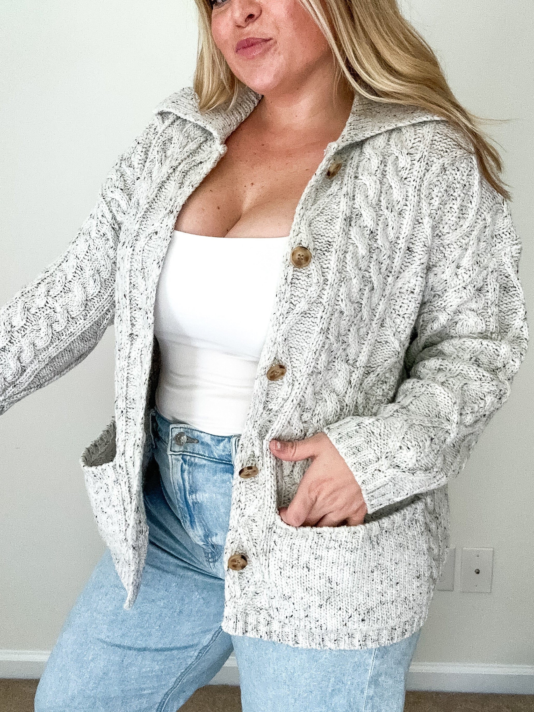 Harbor oversized Cardigan, heather grey