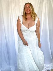 Faye Tiered Maxi Dress, white