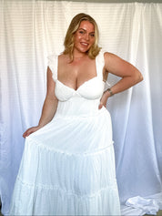 Faye Tiered Maxi Dress, white
