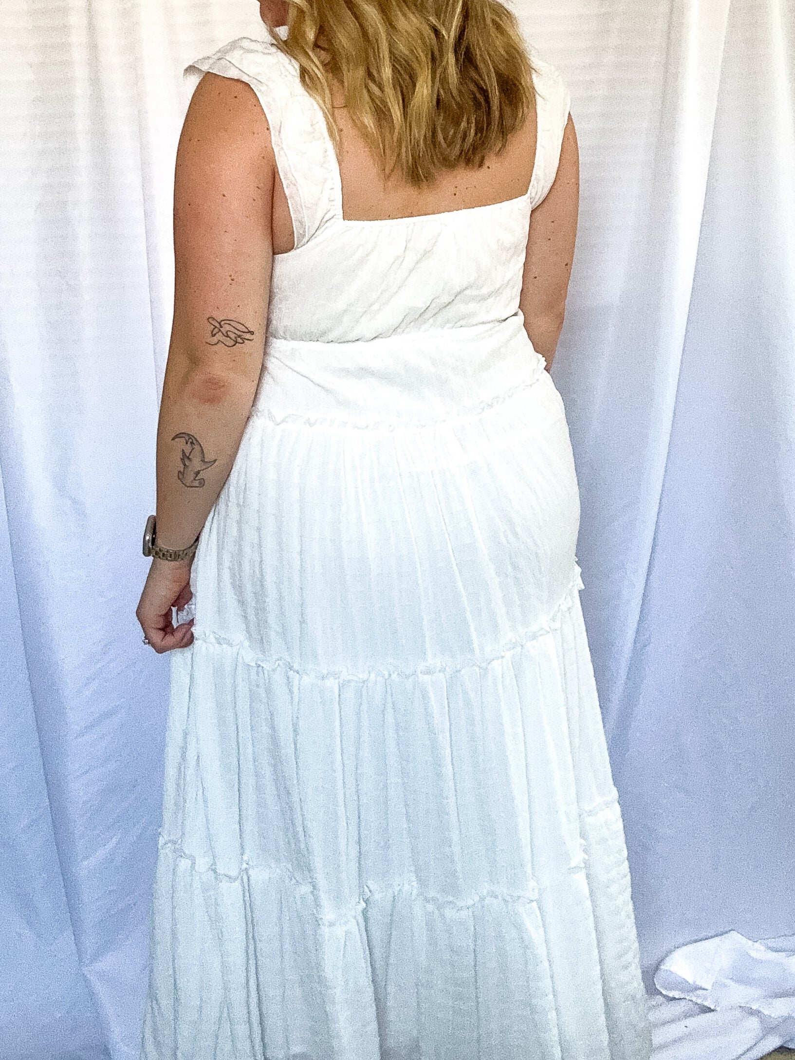 Faye Tiered Maxi Dress, white