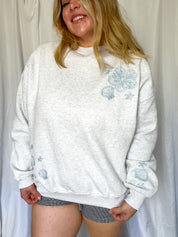 Coastal Bloom Embroidered Sweatshirt, grey