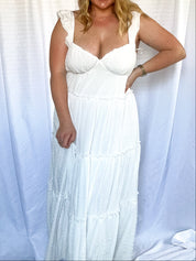 Faye Tiered Maxi Dress, white