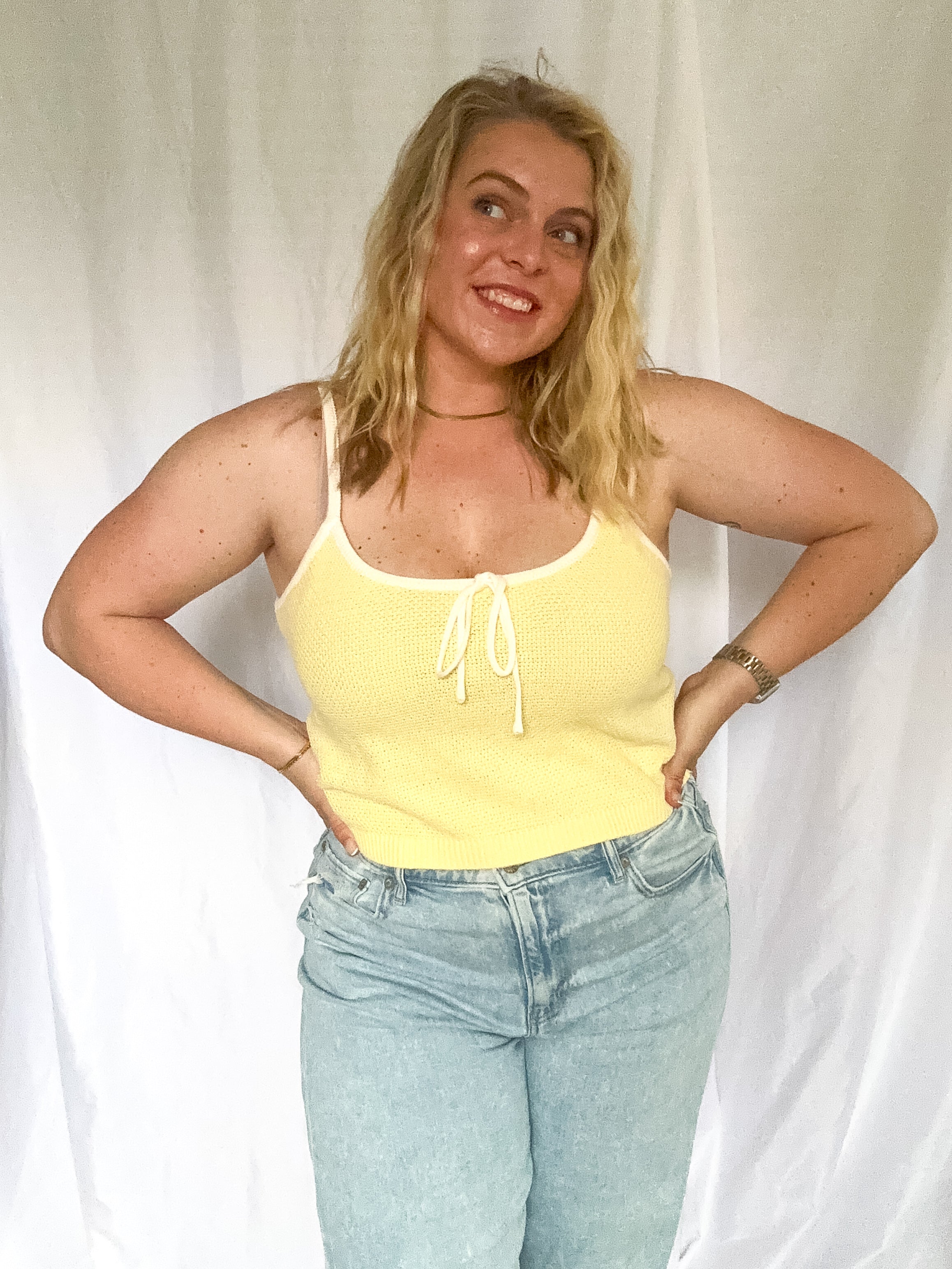 Buttercream Dreams Sweater Cami Top, yellow