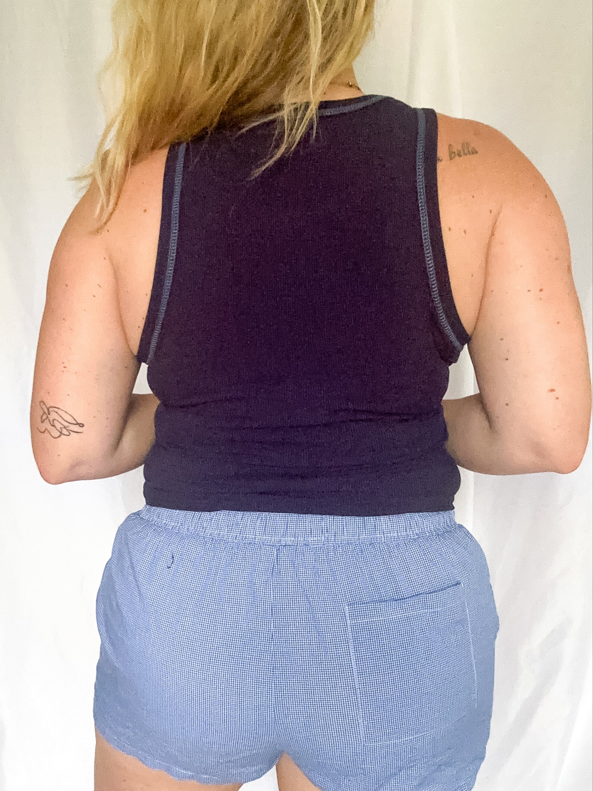 Coastal Stitch ribbed tank, navy
