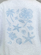 Coastal Bloom Embroidered Sweatshirt, grey