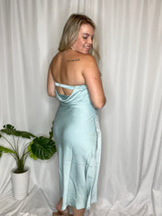 In Your Dreams strapless midi dress, light blue