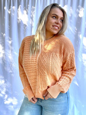 Sunset Blvd mixed pattern sweater, orange