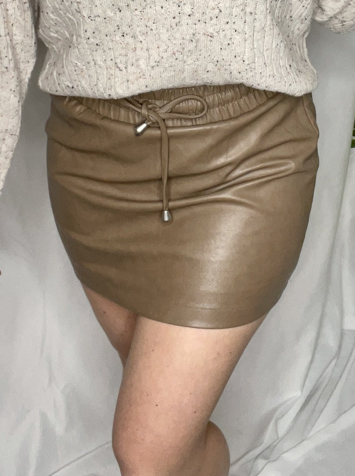 Mandy Pleather Skirt, brown