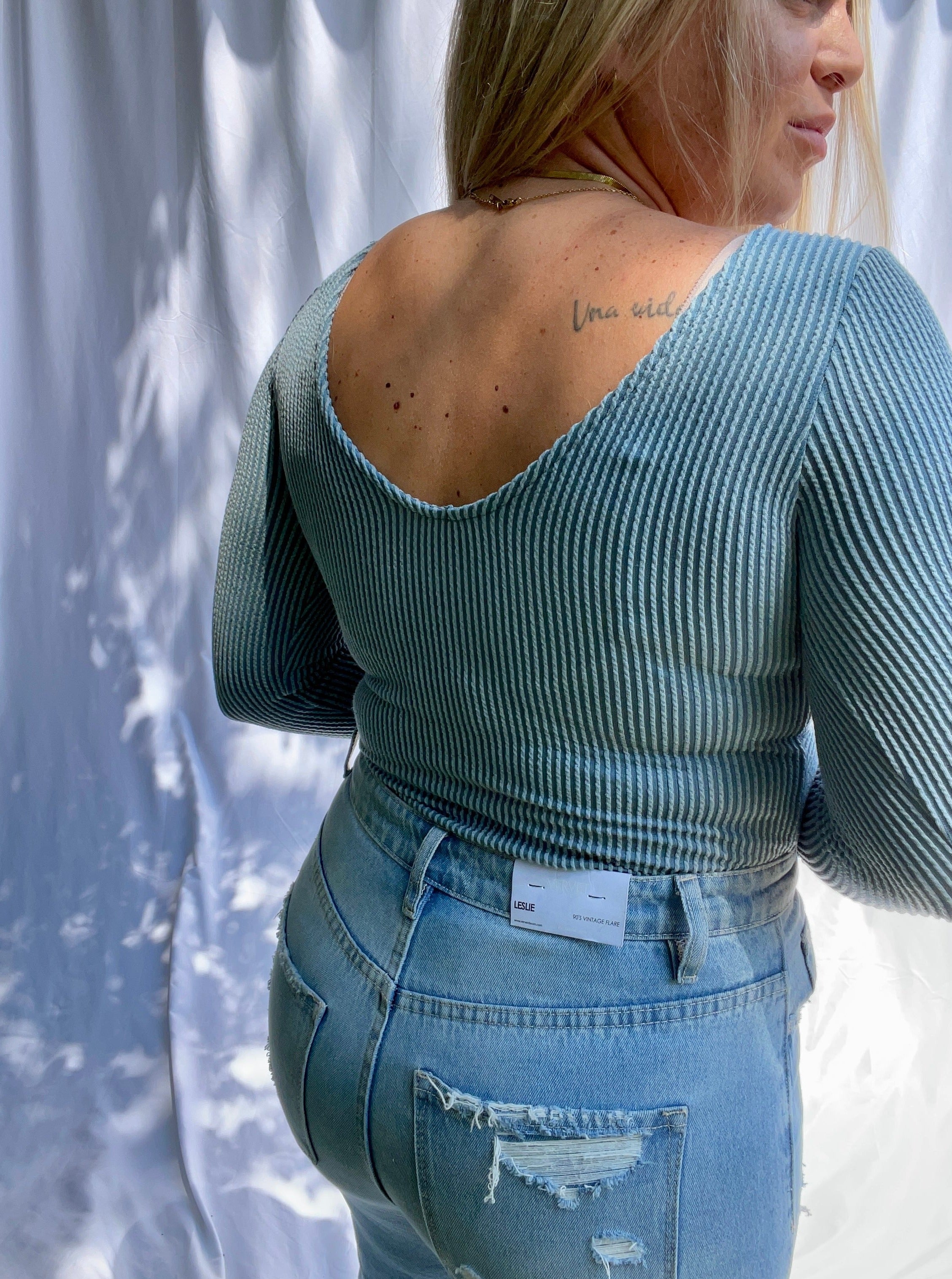 Coast 2 Coast long sleeve bodysuit, blue