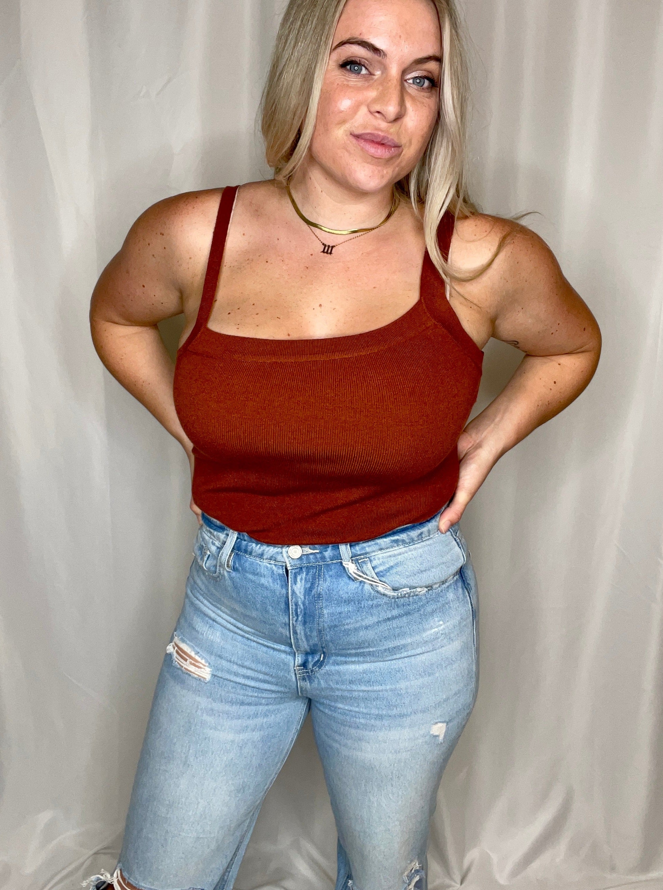 Sublime asymmetrical bodysuit, rust