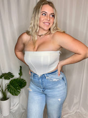 Main Character bustier top, white