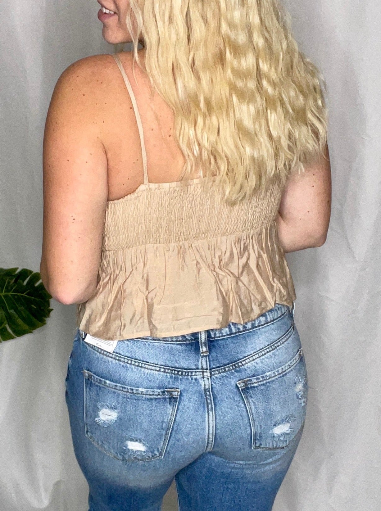 Kaity Tie Strap Crop Top, nude