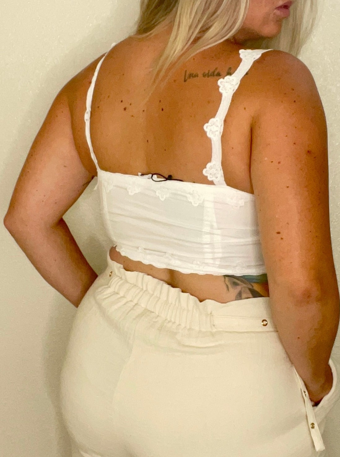 Dukes lace corset top, white