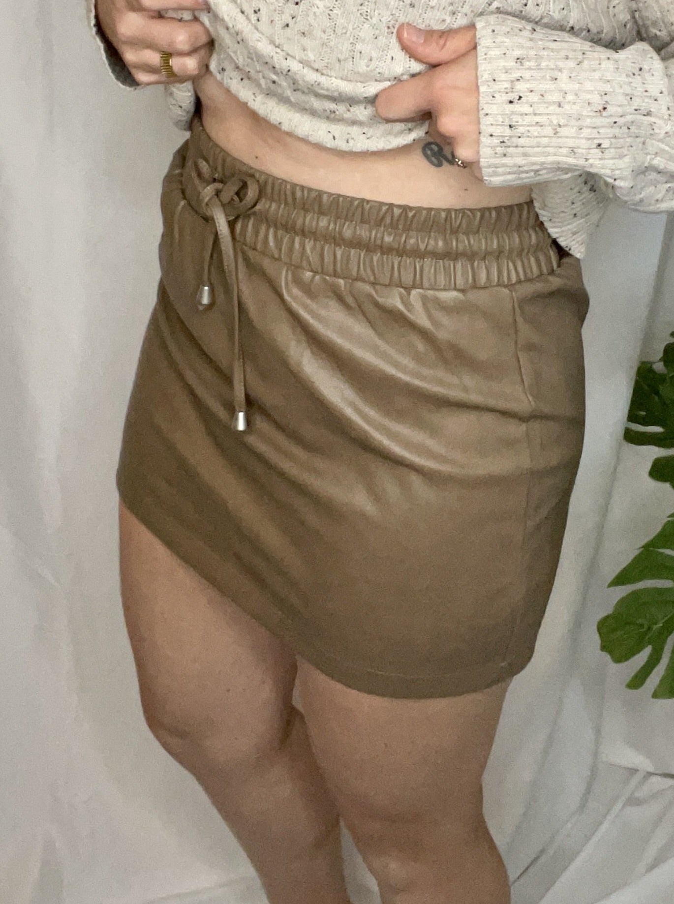 Mandy Pleather Skirt, brown