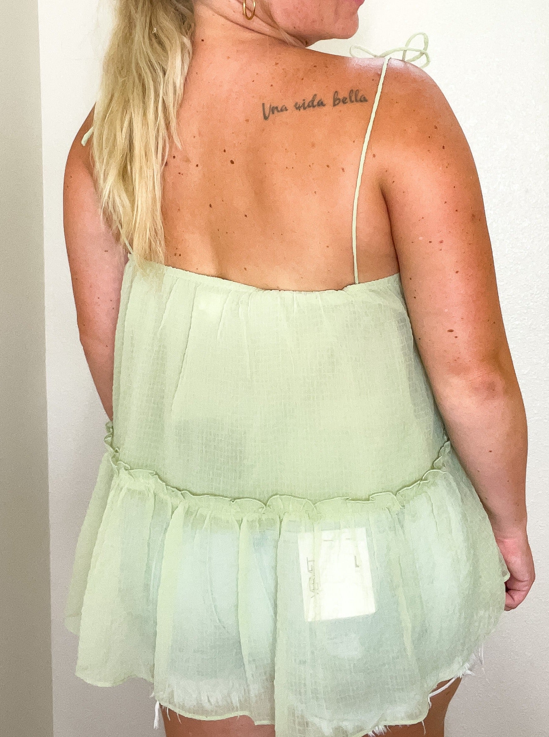 The Palms tie strap tank top, green
