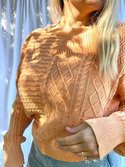 Sunset Blvd mixed pattern sweater, orange