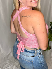 Pretty Little Thing Cross Tie Back Top, pink