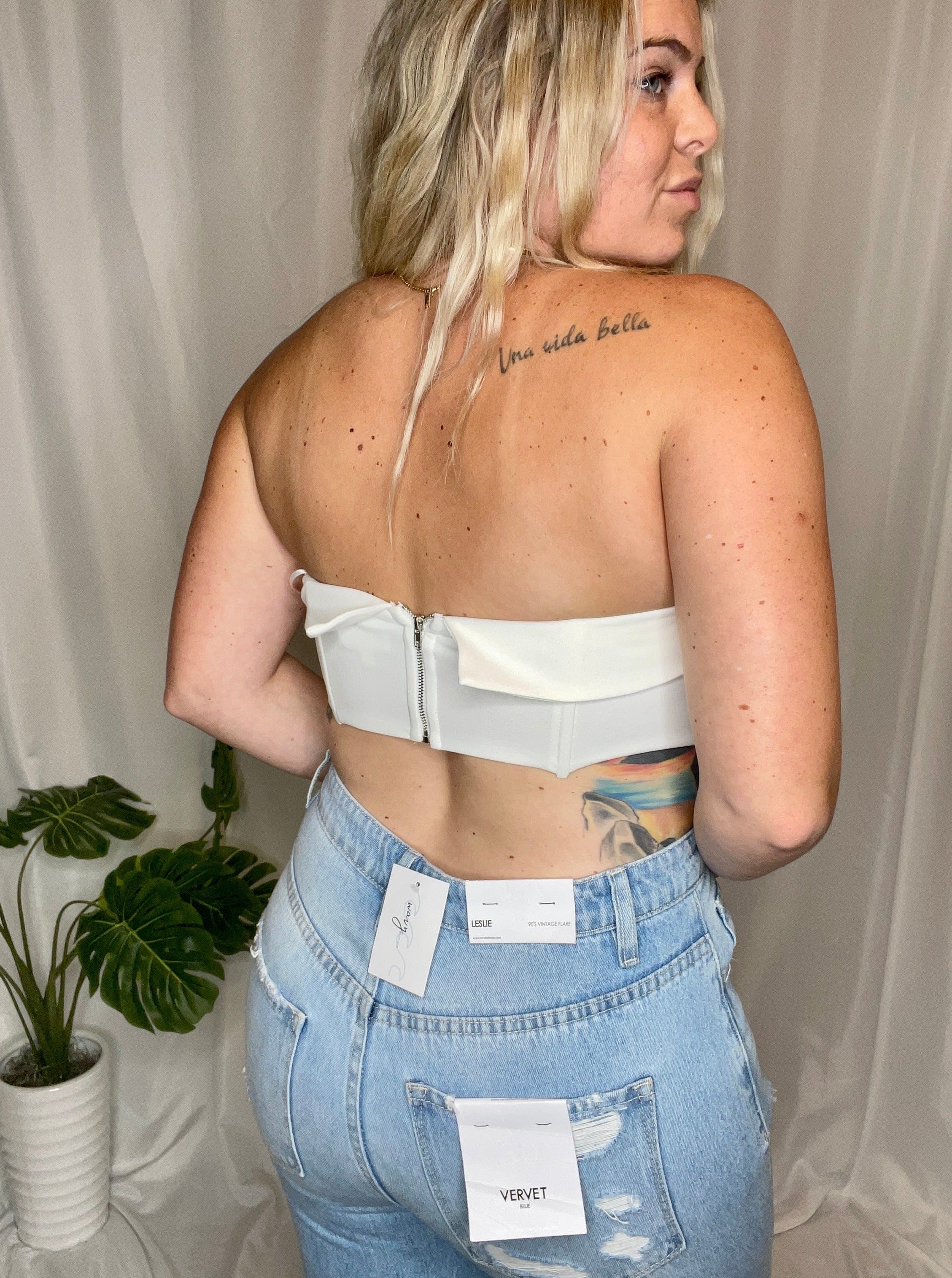 Main Character bustier top, white