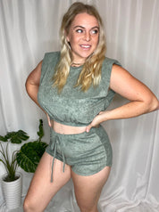 Stay Chill lounge cropped tank, olive