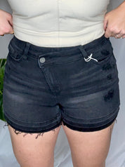 Vervet washed out denim shorts, black