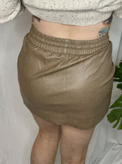 Mandy Pleather Skirt, brown