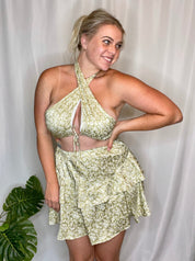 Tropical Babe Floral Skirt Set, sage