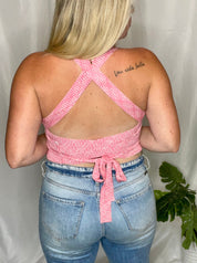 Pretty Little Thing Cross Tie Back Top, pink