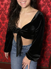 Luisa front tie top, black