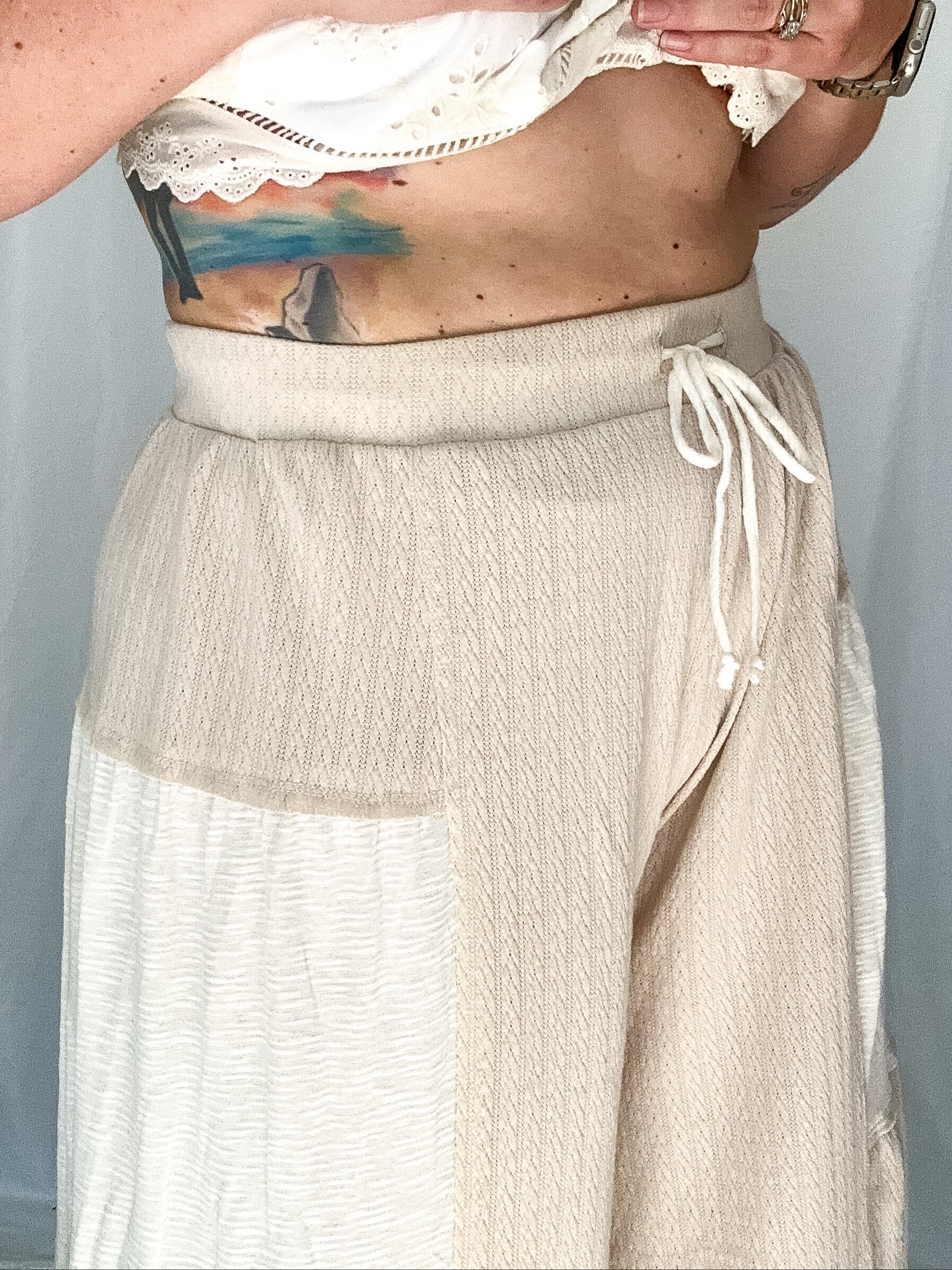 Sun Chaser color-block wide leg pants, oatmeal – Wavy Boutique
