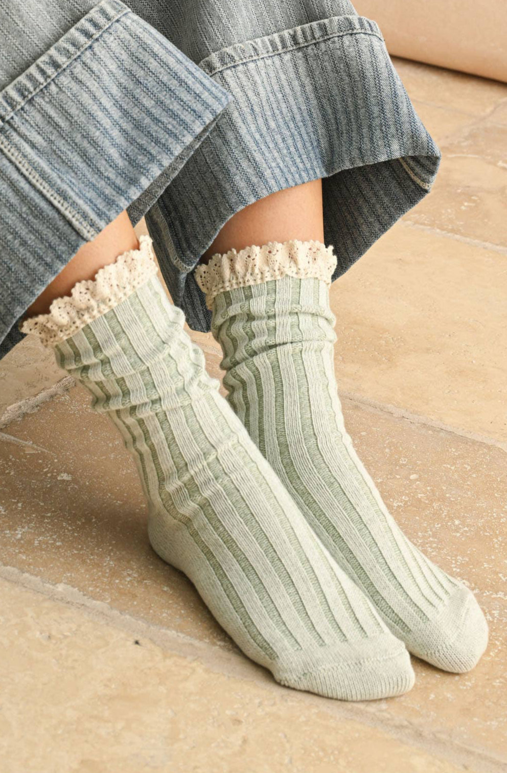 Salt & Thread crochet trim socks
