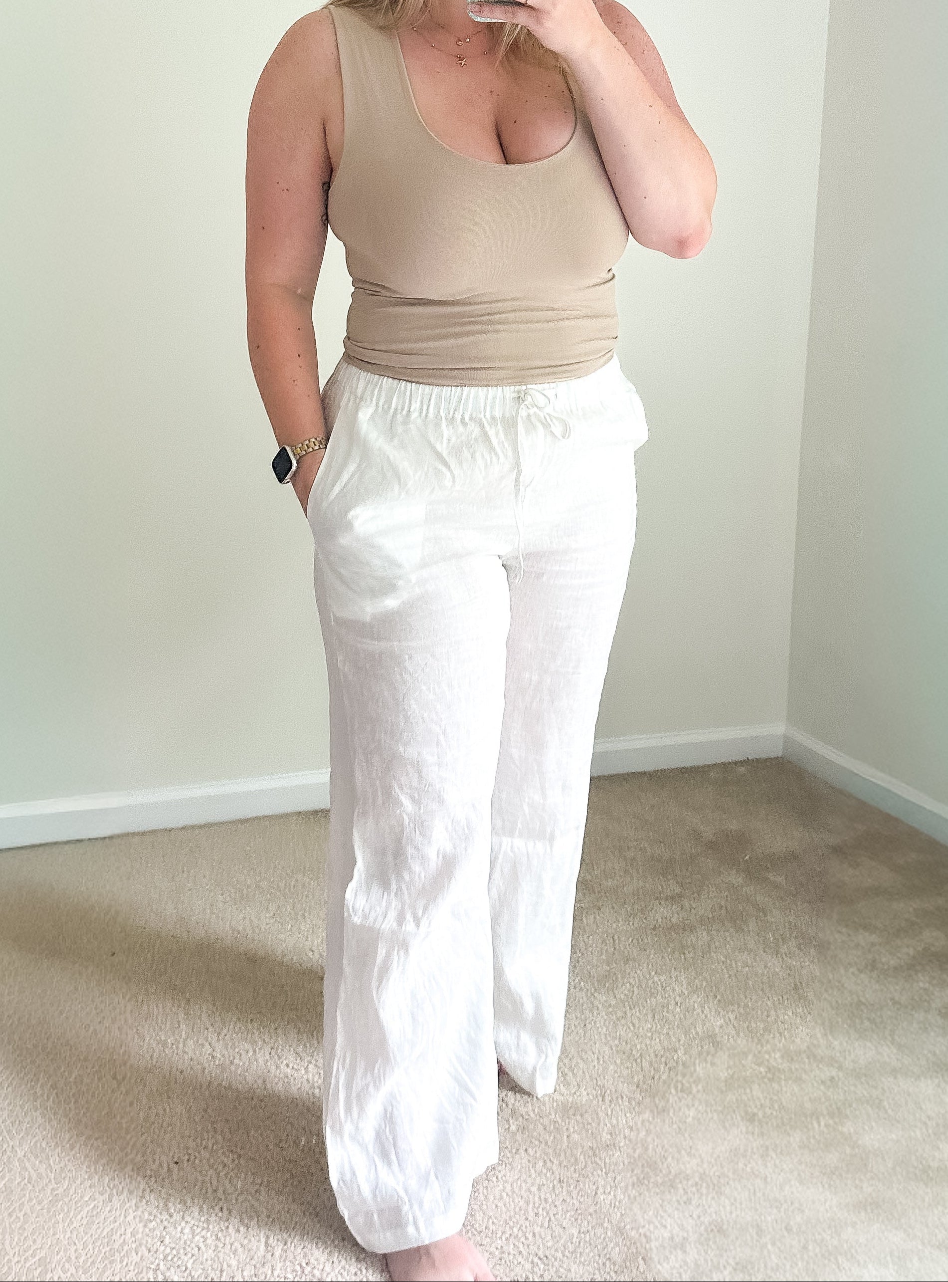 Breezy Linen Wide-leg Pant, white