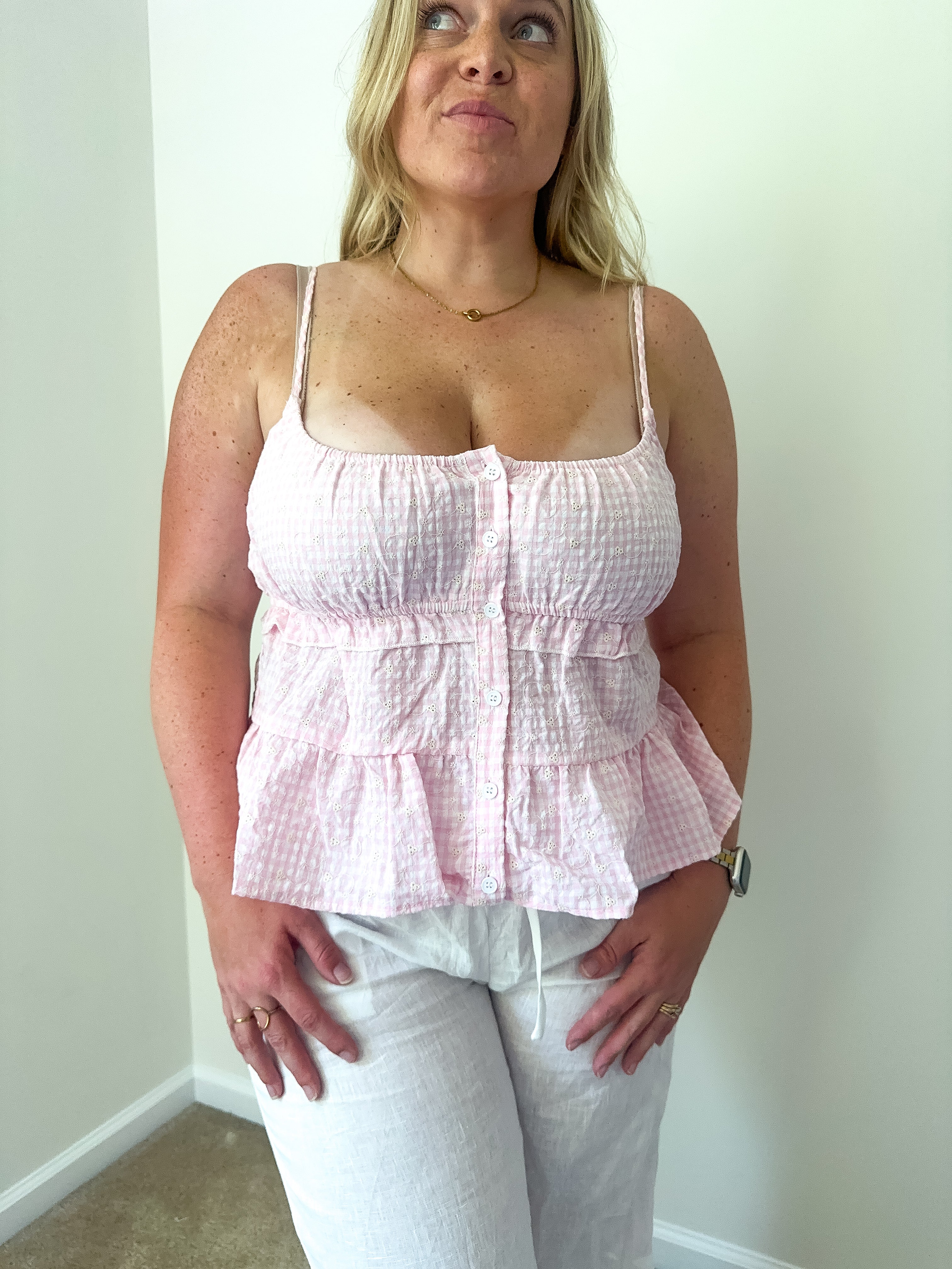 Coastal Picnic Babydoll Tiered Top, Pink