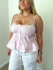 Coastal Picnic Babydoll Tiered Top, Pink