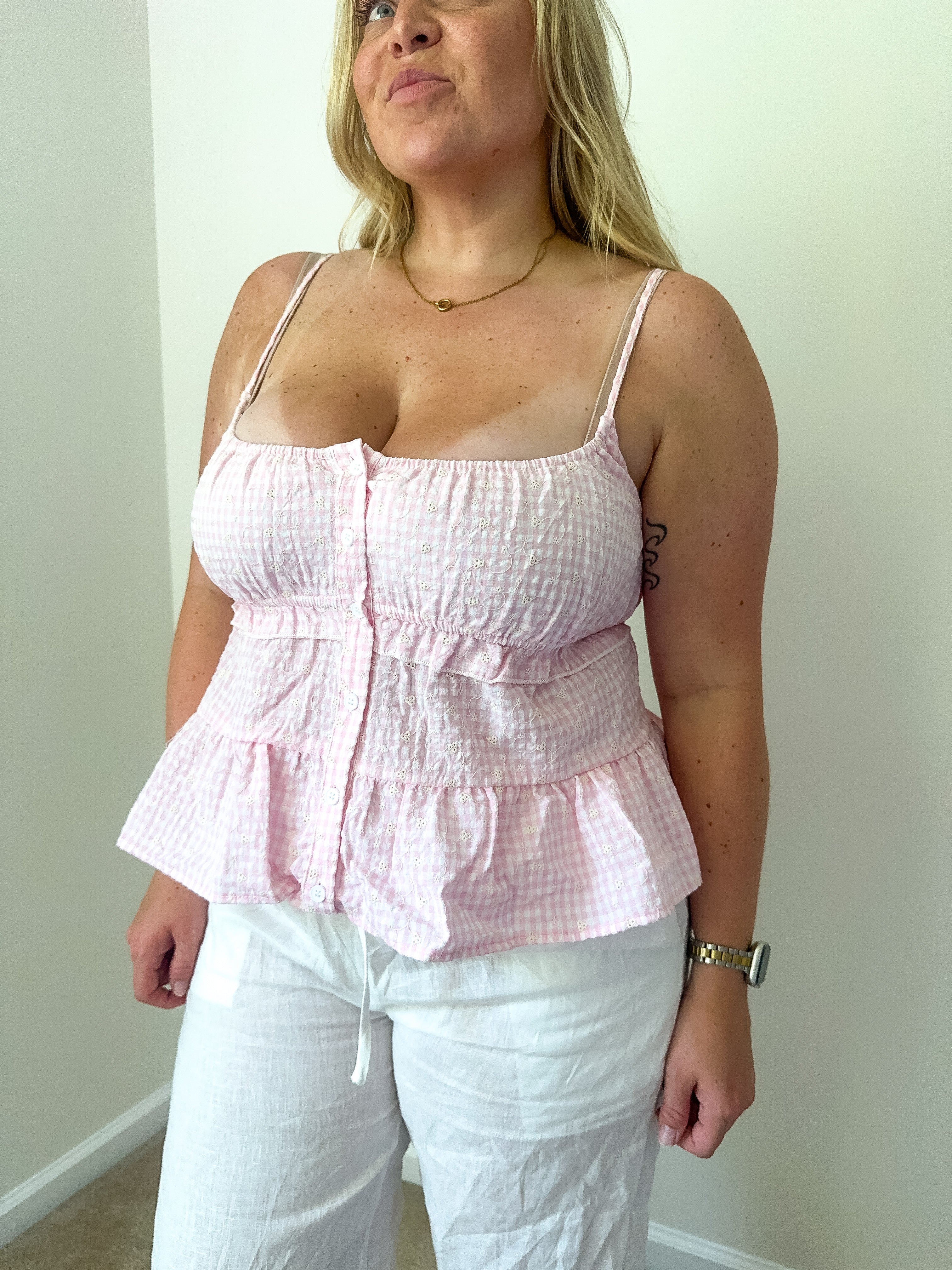 Coastal Picnic Babydoll Tiered Top, Pink