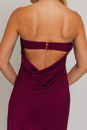 In Your Dreams strapless cowl back midi dress, wine