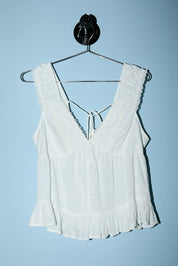 Heirloom Lace Trim Top, White