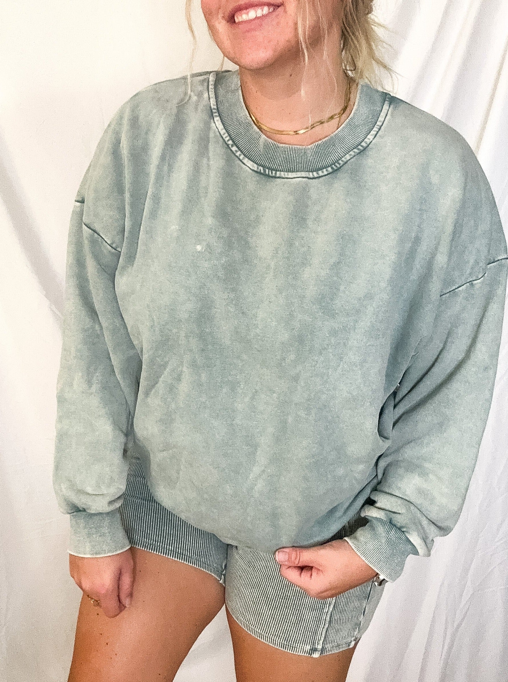 Sea Spray oversized pullover, sage