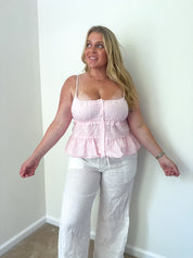 Coastal Picnic Babydoll Tiered Top, Pink