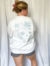 Coastal Bloom Embroidered Sweatshirt, grey