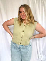 Willow button down sweater vest, green