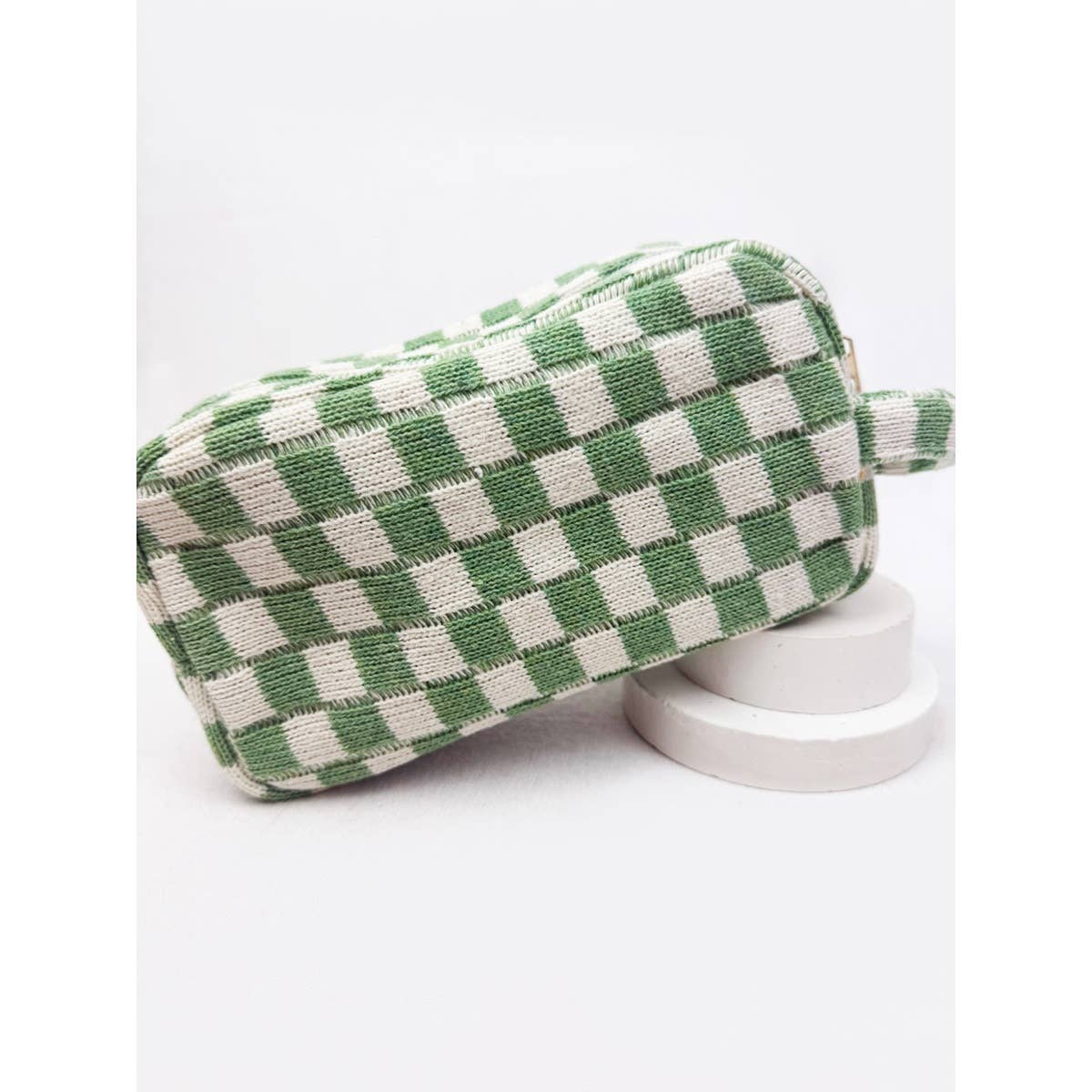 Jetset Checkered Cosmetic Bag with handle