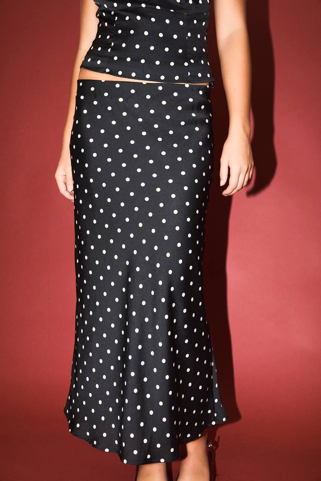 Dreamy Dot mid rise maxi skirt