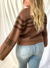 Charley striped knit sweater, brown