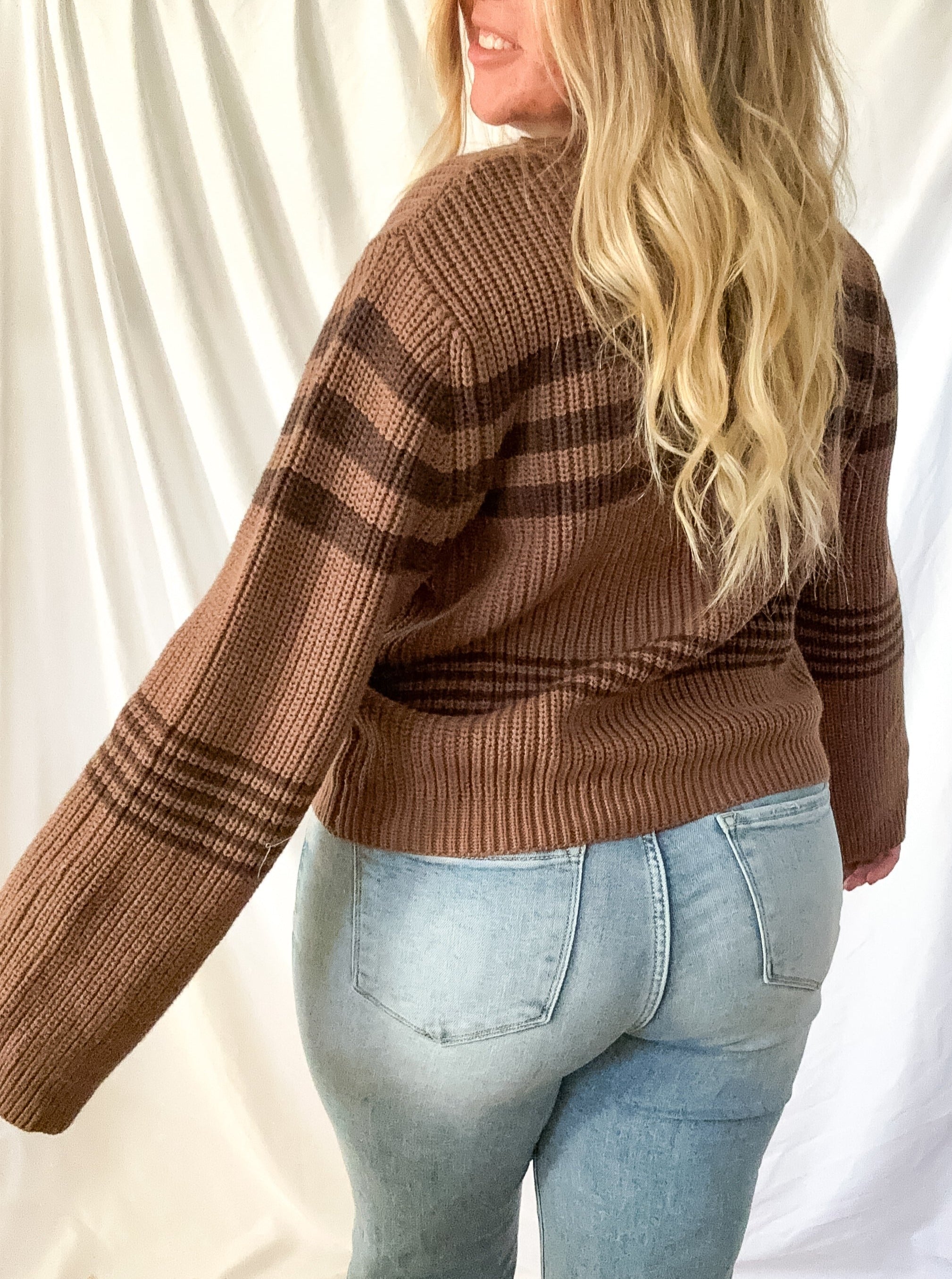 Charley striped knit sweater, brown