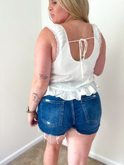 Heirloom Lace Trim Top, White