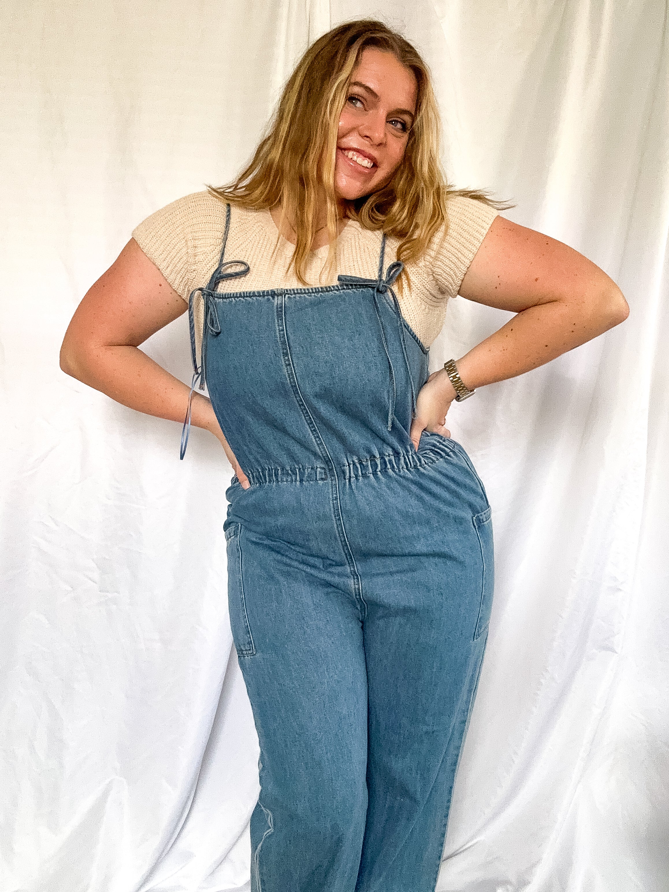 Noah denim overalls, medium wash