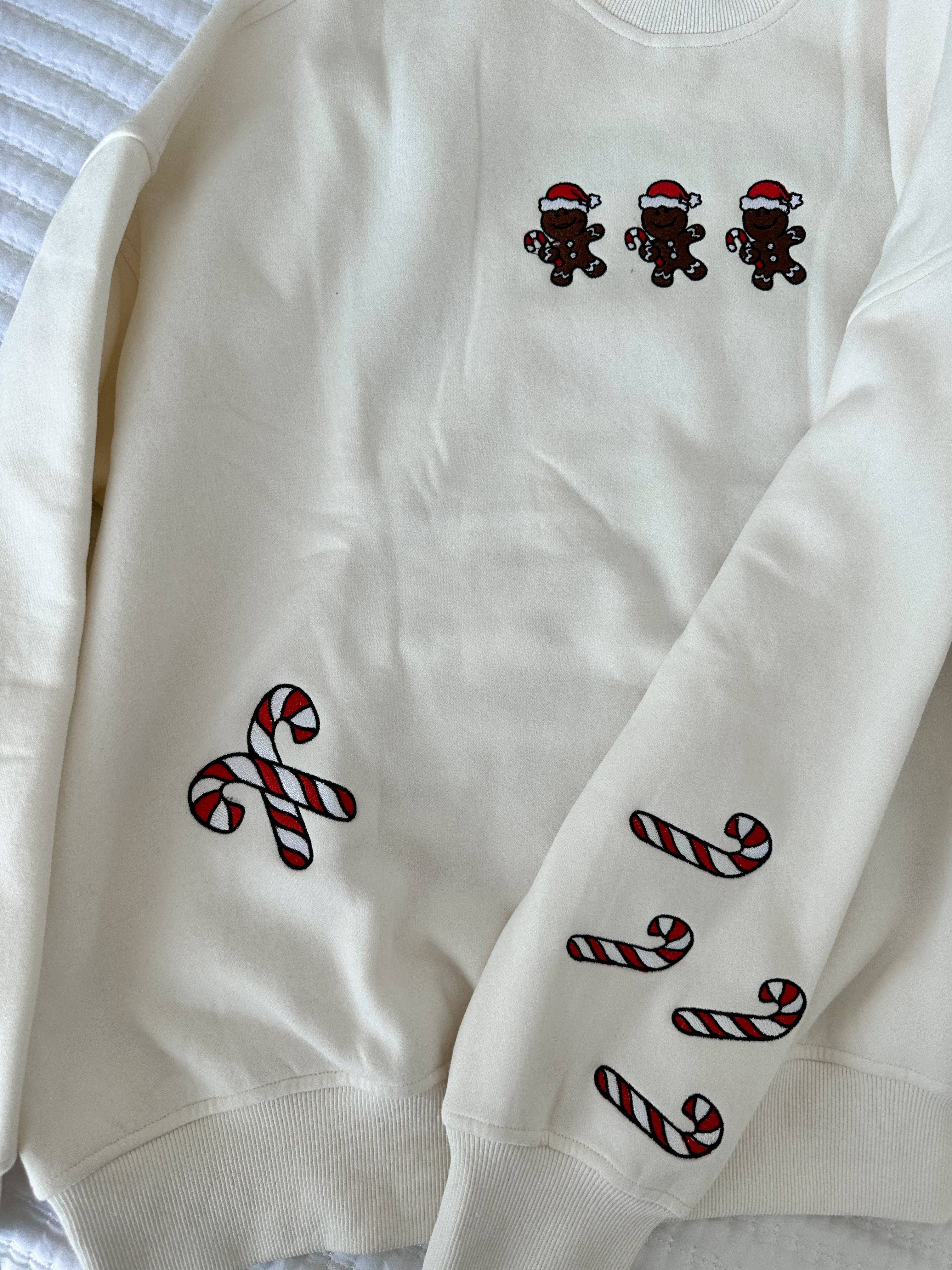 Gingerbread Lane embroidered sweatshirt, ivory