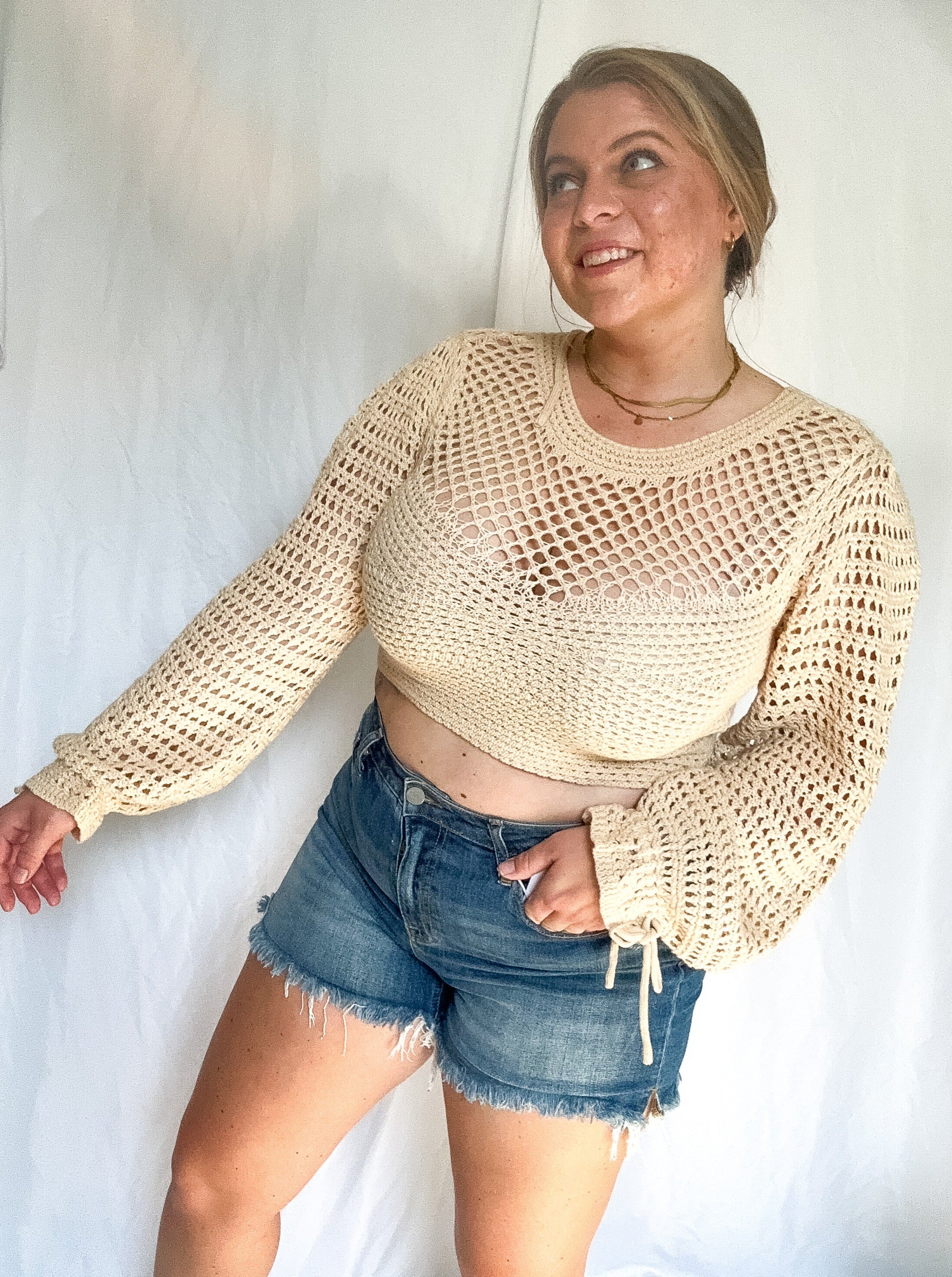 Malia crochet top, natural