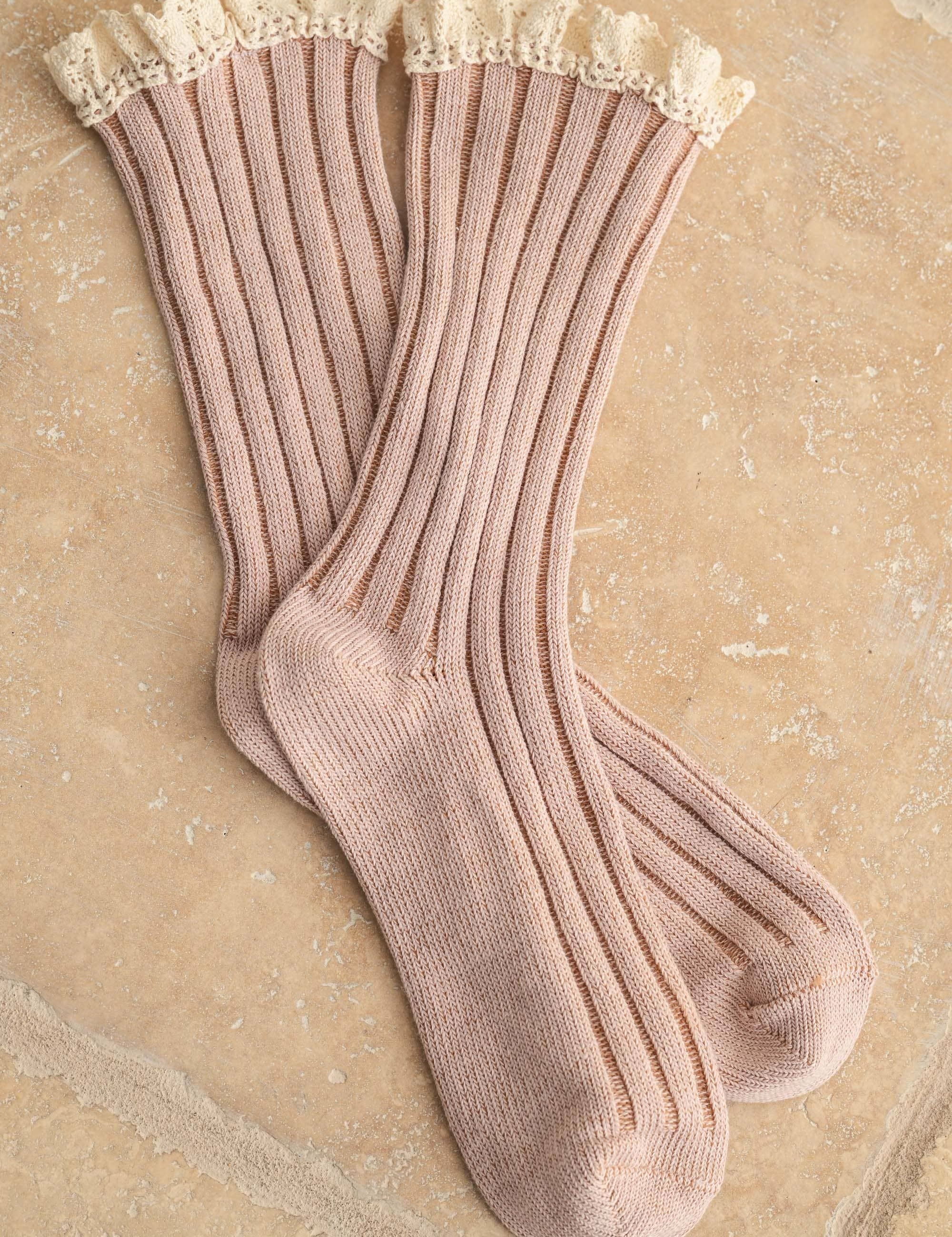 Salt & Thread crochet trim socks