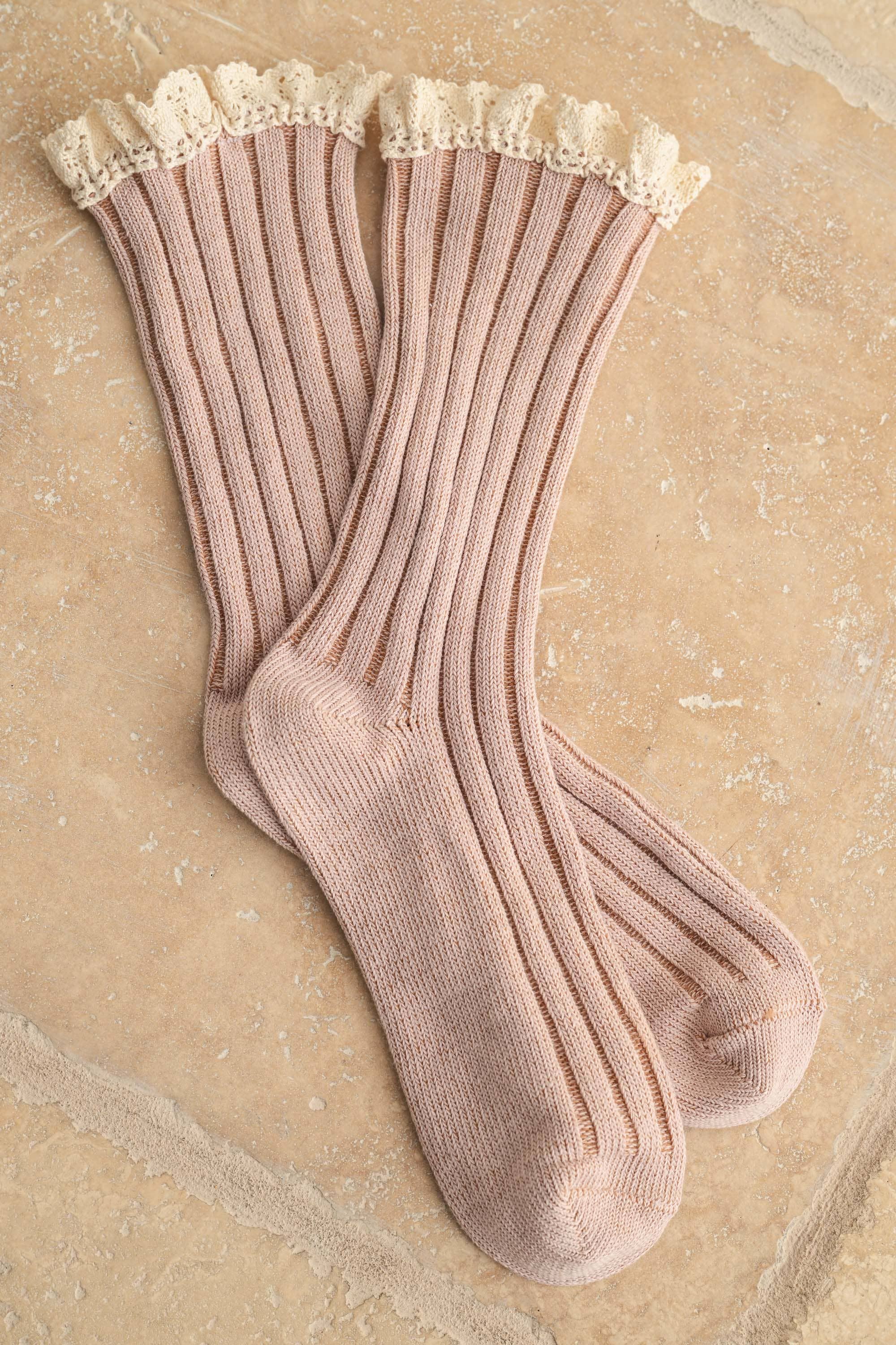 Salt & Thread crochet trim socks